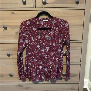 GAP Burgundy Floral Blouse
